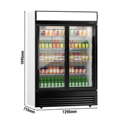 Szafa chłodnicza przeszklona - 880L - 1295mm - oświetlenie LED - sterowanie elektroniczne - Czarna - Dla PL - 2–8°C