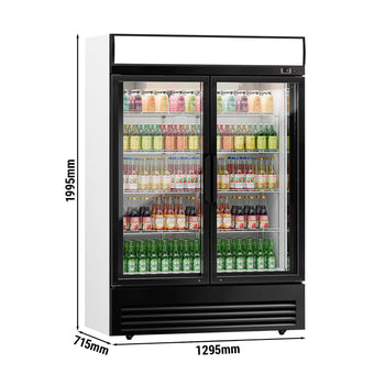 Szafa chłodnicza przeszklona - 880L - 1295mm - oświetlenie LED - sterowanie elektroniczne - Czarna - Dla PL - 2–8°C