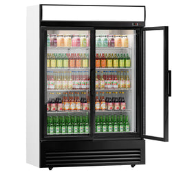 Szafa chłodnicza przeszklona - 880L - 1295mm - oświetlenie LED - sterowanie elektroniczne - Czarna - Dla PL - 2–8°C