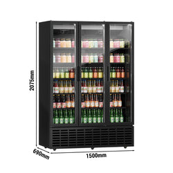 Chłodziarka do napojów - 1500 litrów - z 3 szklanymi drzwiami & oświetleniem LED