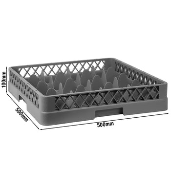 Gläserspülkorb 1/1 - 500x500mm - 16 Fächer - Grau - passend für ARU16N