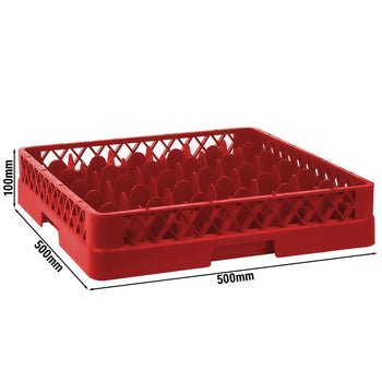 Gläserspülkorb 1/1 - 500x500mm - 49 Fächer - Rot - passend für ARU49N