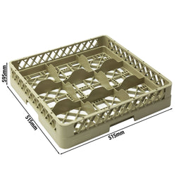 Gläserspülkorb 1/1 - 500x500mm - 9 Fächer - Beige - passend für ARU9N