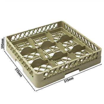 Gläserspülkorb 1/1 - 500x500mm - 9 Fächer - Beige - passend für ARU9N