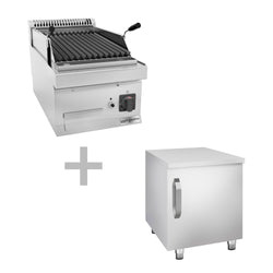 Grill gazowy z kamienia lawowego - 5,5 kW - Grill uchylny - włącznie z podstawą z 1 drzwiczkami