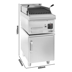 Grill gazowy z kamienia lawowego - 5,5 kW - Grill uchylny - włącznie z podstawą z 1 drzwiczkami