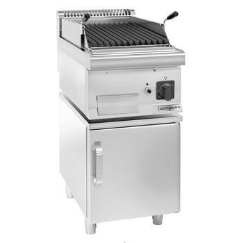 Grill gazowy z kamienia lawowego - 5,5 kW - Grill uchylny - włącznie z podstawą z 1 drzwiczkami - Prime Gastro