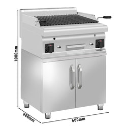 Grill gazowy z kamienia lawowego - 10,6 kW - Grill uchylny - włącznie z podstawą z 2 drzwiczkami