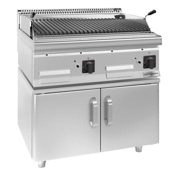 Grill gazowy z kamienia lawowego - 14 kW - uchylny ruszt do grillowania - włącznie z podstawą z 2 drzwiczkami - Prime Gastro