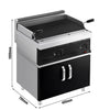 Grill lawowy – gazowy – 14 kW – z rusztem o regulowanym nachyleniu – z podstawą z 2 drzwiami – czarny – seria MARIO