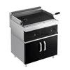 Grill lawowy – gazowy – 14 kW – z rusztem o regulowanym nachyleniu – z podstawą z 2 drzwiami – czarny – seria MARIO