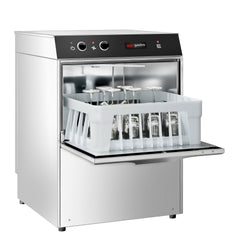 Zmywarka do szkła mini – dwuścienna – 2,77 kW – manualna – z pompą nabłyszczacza i pompą spustową