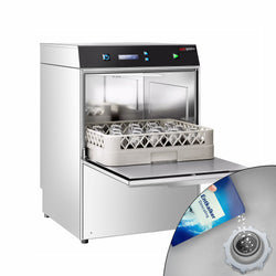 Dwuścienna zmywarka do szkła - cyfrowa - 2,97 kW - włącznie z odkamieniaczem - z pompą detergentu & nabłyszczacza