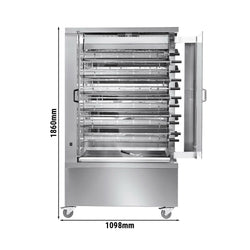 Grill gazowy do kurczaka ECO - 37,2 kW - z 11 szpikulcami na 66 kurczaków