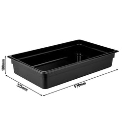(6 szt.) Pojemnik GN z poliwęglanu - GN 1/1 - 100mm - Czarny - Pojemność:13L