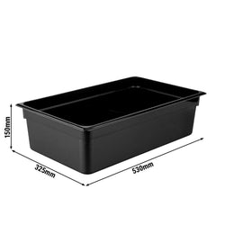 (6 szt.) Pojemnik GN z poliwęglanu - GN 1/1 - 150mm - Czarny - Pojemność:19,5L
