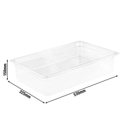 (6 szt.) Pojemnik GN z poliwęglanu - GN 1/1 - 150mm - Przezroczysty - Pojemność:19,5L