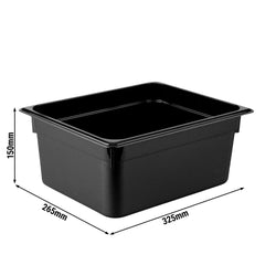 (6 szt.) Pojemnik GN z poliwęglanu - GN 1/2 - 150mm - Czarny - Pojemność:8,9L