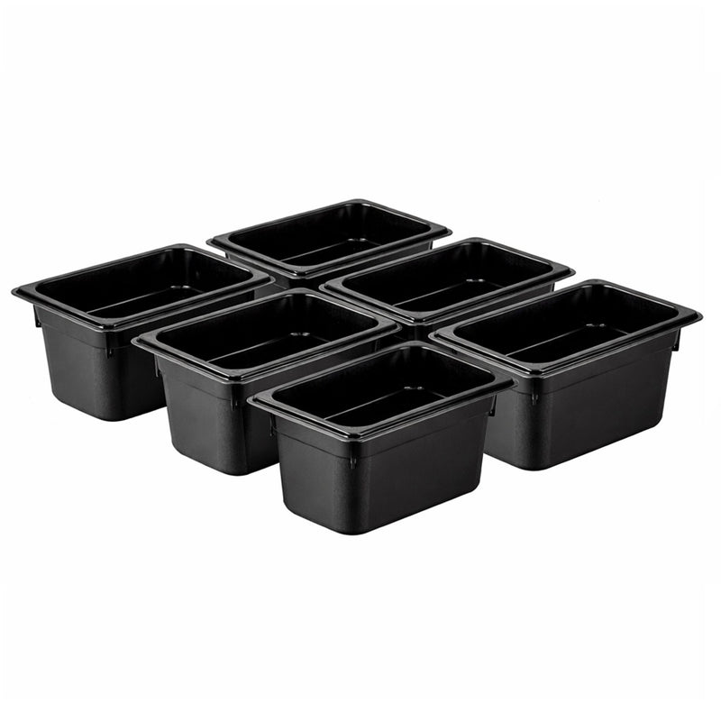 (6 szt.) Pojemnik GN z poliwęglanu - GN 1/3 - 150mm - Czarny - Pojemność:5,3L
