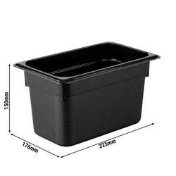 (6 szt.) Pojemnik GN z poliwęglanu - GN 1/3 - 150mm - Czarny - Pojemność:5,3L