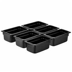 (6 szt.) Pojemnik GN z poliwęglanu - GN 1/4 - 100mm - Czarny - Pojemność:2,5L