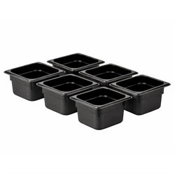 (6 szt.) Pojemnik GN z poliwęglanu - GN 1/6 - 100mm - Czarny - Pojemność:1,5L