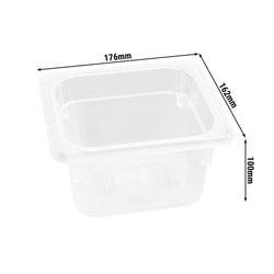 (6 szt.) Pojemnik GN z poliwęglanu - GN 1/6 - 100mm - Przezroczysty - Pojemność:1,5L
