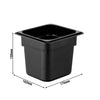 (12 sztuk) Pojemniki z poliwęglanu GN 1/6 – czarne – wysokość: 150 mm