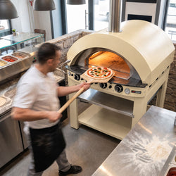 Piec do pizzy – gazowy – 4x 30 cm – do 400 °C – manualny – żółty kremowy, zdjęcie 7 z 7
