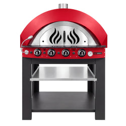 Piec do pizzy – gazowy – 4x 30 cm – manualny – z podstawą – czerwony, zdjęcie 3 z 7