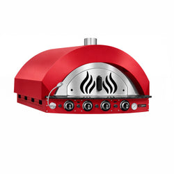 Piec do pizzy – gazowy – 4x 30 cm – do 400 °C – manualny – czerwony