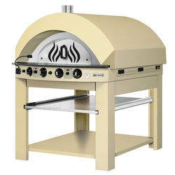 Gas Deck Pizza Oven - Single Deck - 9 x Ø30cm - Mechanical Controls - Cream Yellow - up to 400°C - incl. Base frame