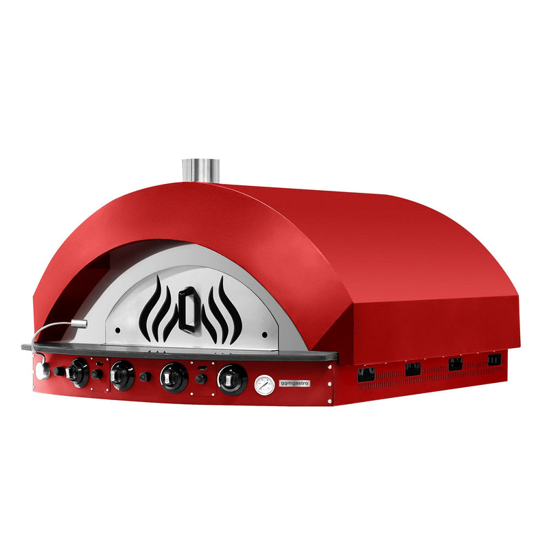 Piec do pizzy – gazowy – 9x 30 cm – manualny – czerwony