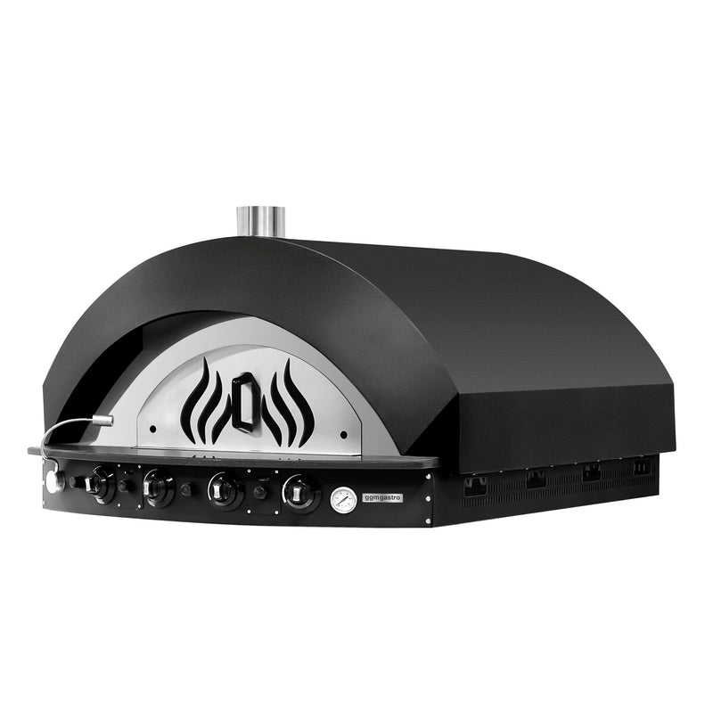 Gazowy piec do pizzy – 12 x Ø30 cmm – manualny – czarny