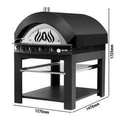 Gas Deck Pizza Oven - Single Deck - 9 x Ø30cm - Black - up to 400°C - incl. Base frame