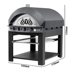 Gas Deck Pizza Oven - Single Deck - 12 x Ø30 cm - Mechanical Controls - Anthracite - up to 400°C - incl. Base frame