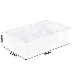 (6 szt.) Pojemnik GN z polipropylenu - GN 1/1 - 200mm - Przezroczysty (mleczny) - Pojemność:25,5L