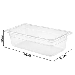 (6 szt.) Pojemnik GN z polipropylenu - GN 1/3 - 150mm - Przezroczysty (mleczny) - Pojemność:5,3L