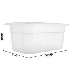 (12 sztuk) Pojemniki polipropylenowe GN 1/4 – mleczne – wysokość: 150 mm