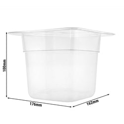 (6 szt.) Pojemnik GN z polipropylenu - GN 1/6 - 100mm - Przezroczysty (mleczny) - Pojemność:1,5L