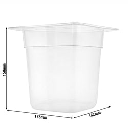 (6 szt.) Pojemnik GN z polipropylenu - GN 1/6 - 150mm - Przezroczysty (mleczny) - Pojemność:2,2L