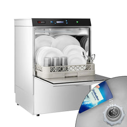 Dwuścienna zmywarka do naczyń - cyfrowa - 3,9 kW - włącznie z odkamieniaczem - z detergentem, nabłyszczaczem & pompą spustową