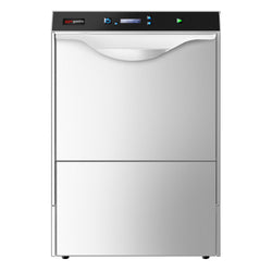 Double-skinned Undercounter Commercial Dishwasher - 500mm Basket - Digital Controls - 3.9kW - with Integrated Water Softener - with Drain, Rinse Aid & Detergent Pumps