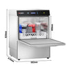 Double-skinned Undercounter Commercial Dishwasher - 500mm Basket - Digital Controls - 4.9kW - with Drain, Rinse Aid & Detergent Pumps