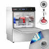 Double-skinned Undercounter Commercial Dishwasher - 500mm Basket - Digital Controls - 4.9kW - with Drain, Rinse Aid & Detergent Pumps