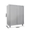 Szafa na naczynia ECO – stal nierdzewna – 1400 x 600 mm – wysokość: 1800 mm – z 2 drzwiami przesuwnymi