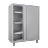 Szafa na naczynia ECO – stal nierdzewna – 1400 x 600 mm – wysokość: 1800 mm – z 2 drzwiami przesuwnymi