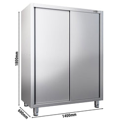 Szafka na naczynia PREMIUM - 1400 x 600 mm - 2 drzwi przesuwne - wysokość: 1800 mm