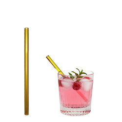 (50 Stück) Glastrinkhalme - 150mm - ø 8mm - Gold - inkl. 1 Reinigungsbürste