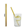 (50 pcs) Glass Drinking Straws - 200mm - ø 8mm - straight - Gold - incl. 1 Nylon cleaning brush